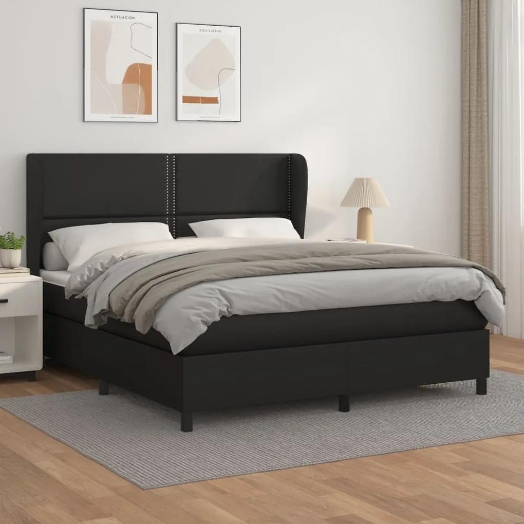Boxspring posteľ s matracom čierna 160x200 cm umelá koža 3128979