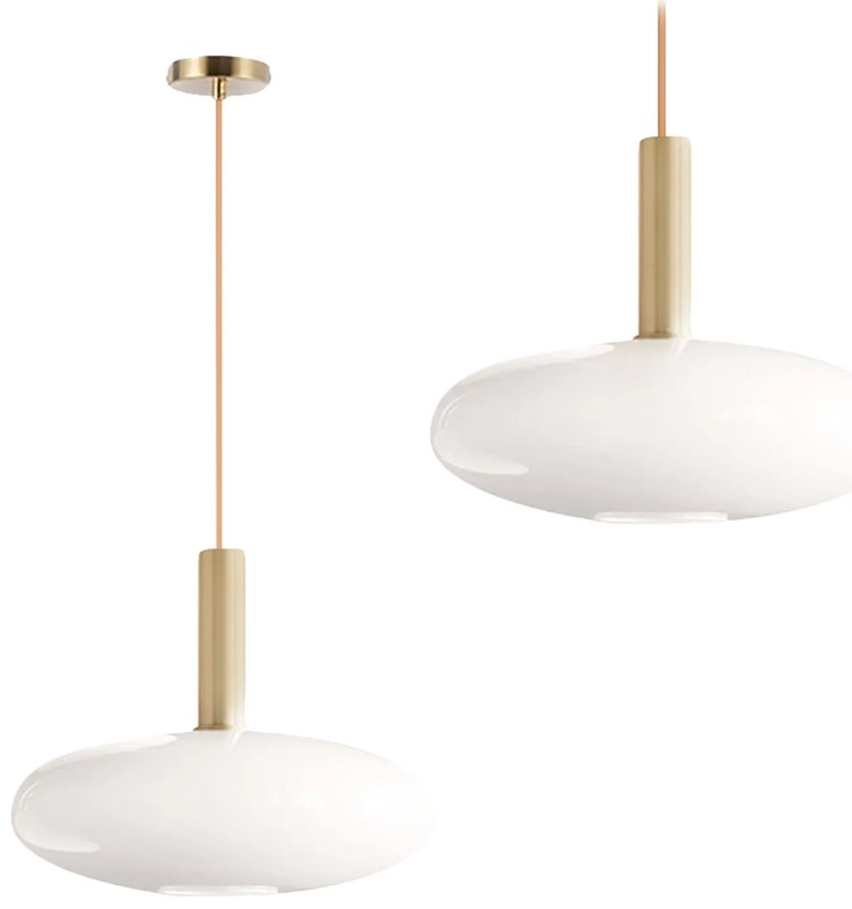 Toolight - Sklenená závesná lampa APP668-1CP, mliečne sklo, zlatá-biela, OSW-04662