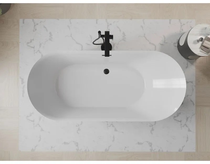 Mexen Roxy, voľne stojaca vaňa 180 x 85 cm, biela-čierna, čierny matný prepad, 51201808575-70