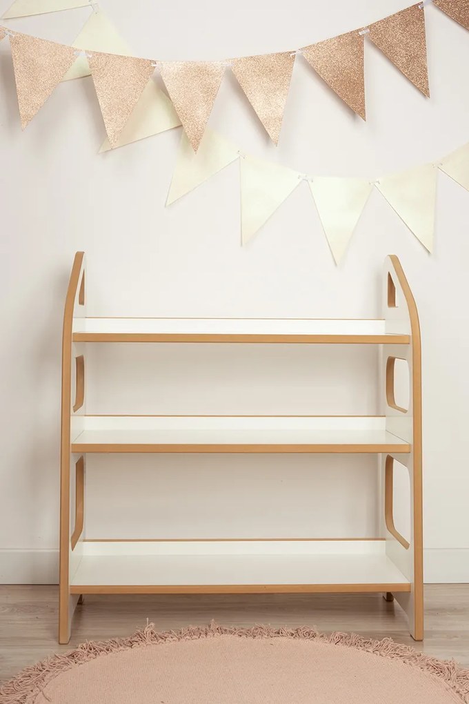 Detský Montessori regál, biely - 72 x 78 cm