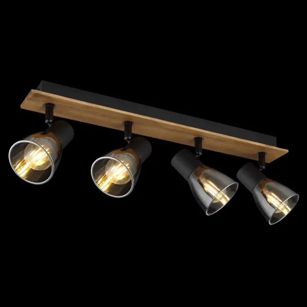 Globo 54307-4W - Bodové svietidlo CLAUDE 4xE14/40W/230V čierna/drevo