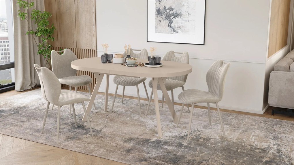 Mazzoni EXPANSO Kašmír / kašmírové nohy - OVÁLNY ROZKLADACÍ STÔL 160-360 cm PRE 16-18 OSÔB