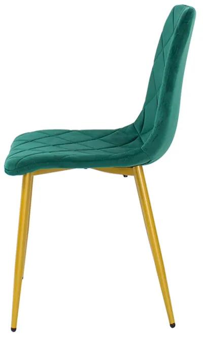 Dekorstudio Zamatová jedálenská stolička KARO tmavo zelená - zlaté nohy