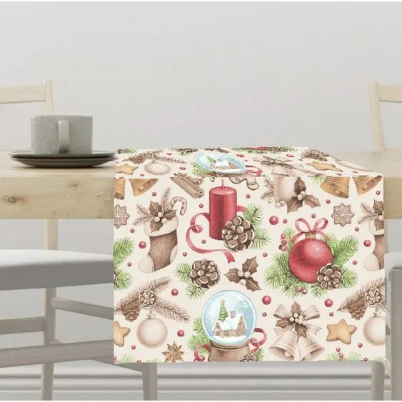 Vianočný obrus Svieca béžová Veľkosť: 40x80 cm