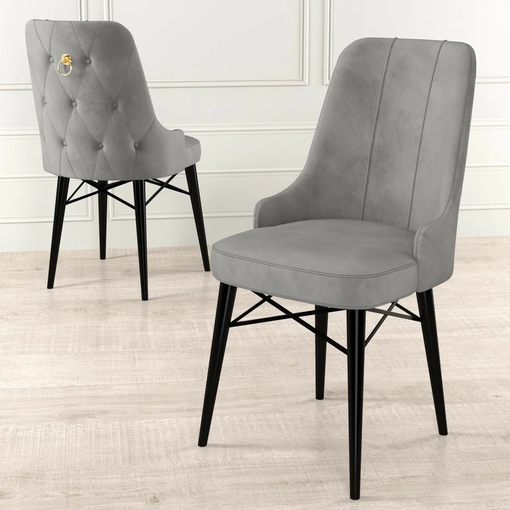 Sada jedálenských stoličiek Pare Grey and Black, 6ks