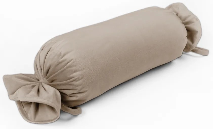 Biante Zamatový vankúš valec bonbon Velvet Prémium SVP-042 Béžovohnedý 15x40 cm