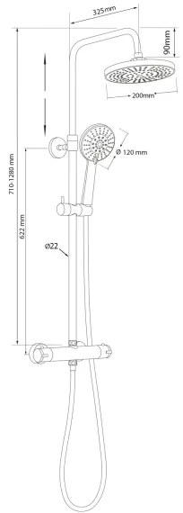 Aqualine - Sprchová sada s termostatickou batériou LIGA lesklý chróm