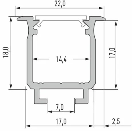 Led-Labs LED profil LUMINES typ W nerez elox 2,02 m