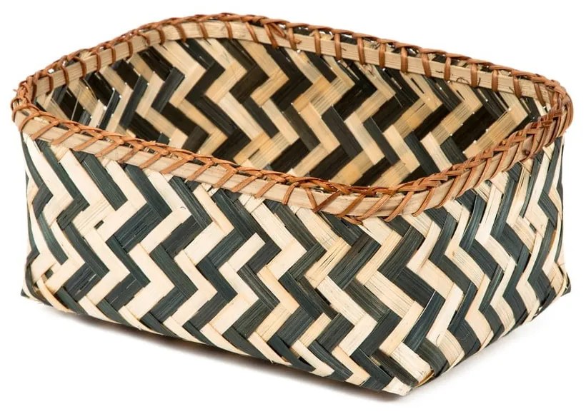 Súprava 3 úložných bambusových košíkov Compactor Natural And Black Bamboo