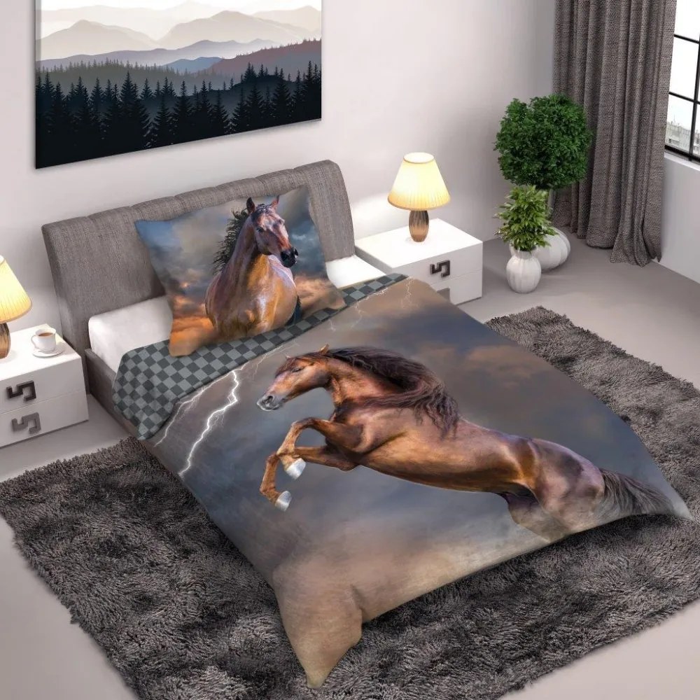 Bavlnené posteľné obliečky kôň Arabský plnokrvník - 100% bavlna - 70 x 90 cm + 140 x 200 cm