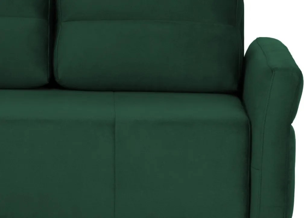 Rohová sedačka na trvalé spanie Island, tmavo zelená látka, ľavý roh