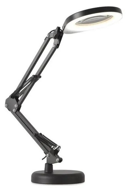 Kobi LED Stm. stolná lampa s lupou 2v1 AURIQ LOUPE LED/10W/5V 3000/4000/6500K čierna KB0526