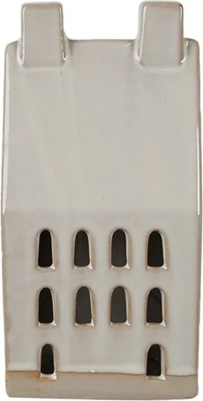 Béžová dekorácia porcelánový domček s Led svetielkami Christmas House M - 8*6*15 cm