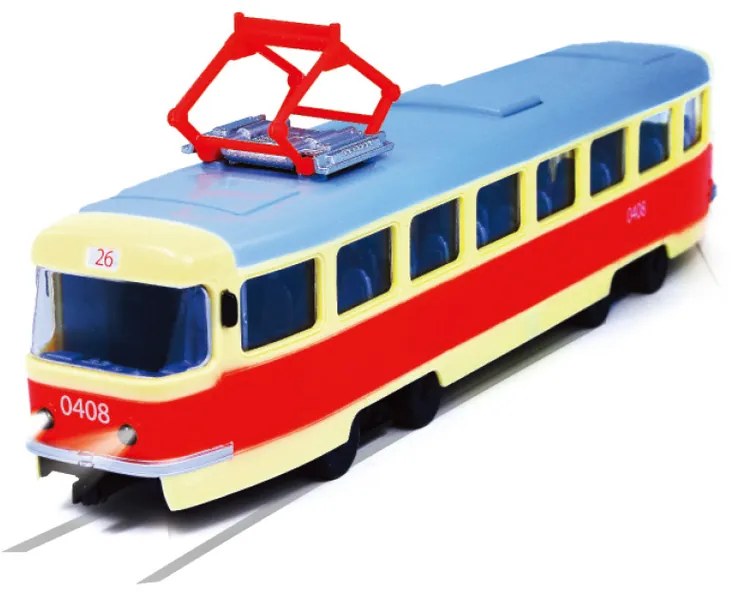 Rappa Tramvaj, ktorá hlási zastávky česky PRAGUE, 28 cm