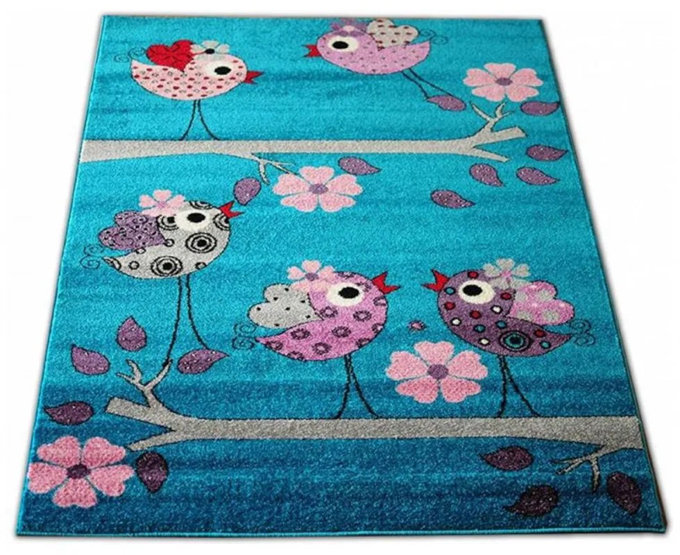 Detský koberec Vtáky tyrkysový, Velikosti 160x220cm