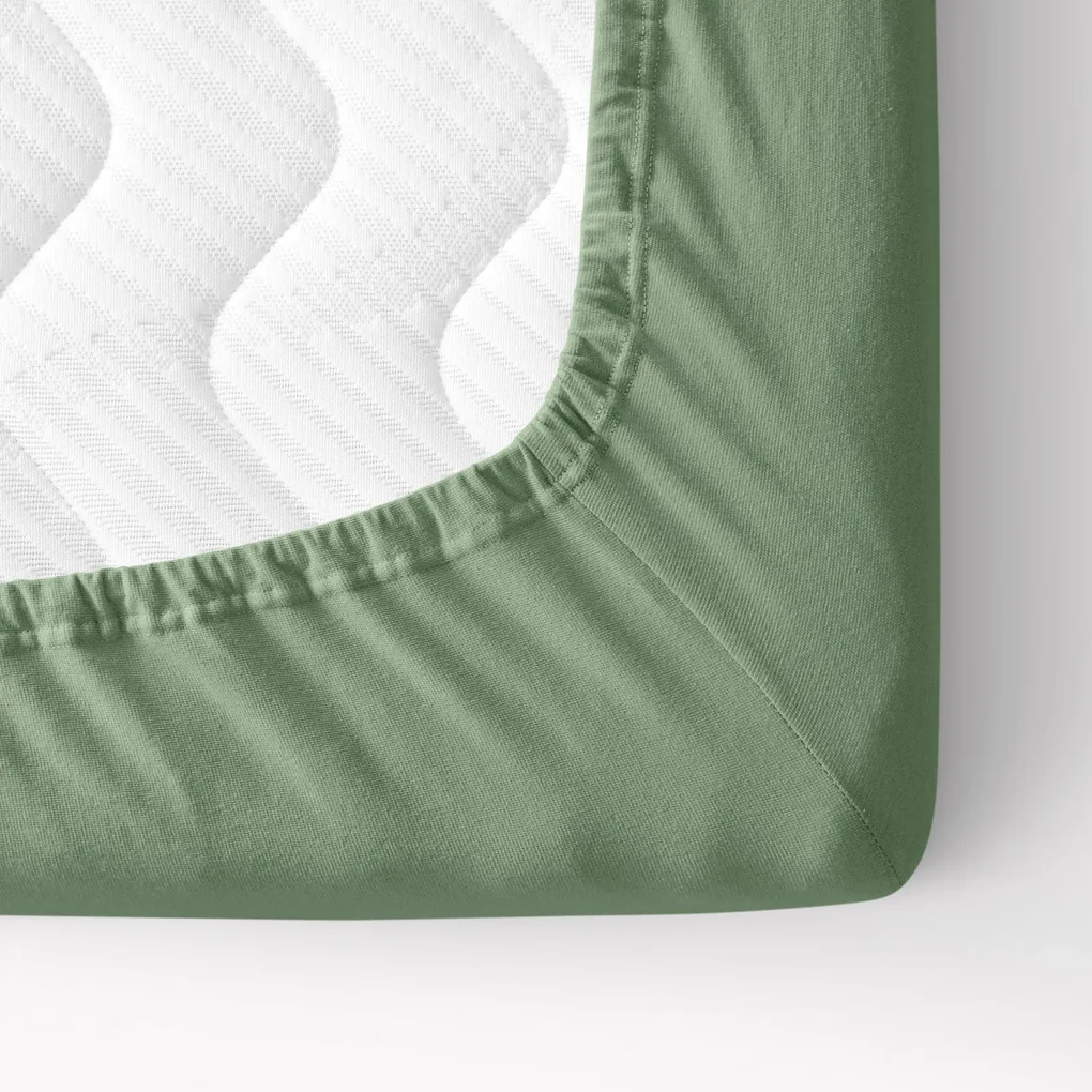 Goldea plachta jersey s napínacou gumou - khaki 140 x 200 cm
