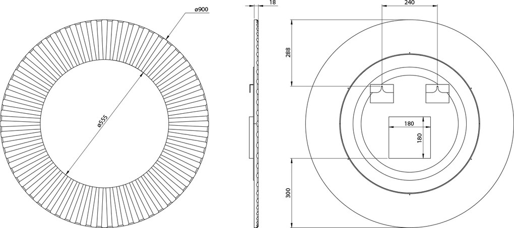 Sapho Sapho, PRIDE STRIP guľaté zrkadlo s LED osvetlením v ráme, priemer 90cm, bronz, PD954