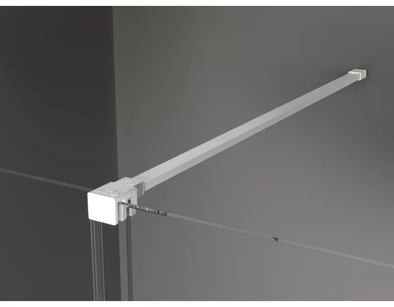 Mexen Velar, sprchová zástena s posuvnými dverami Walk-in 85 x 200 cm, 8mm šedé sklo, biela matná, 871-085-000-43-20