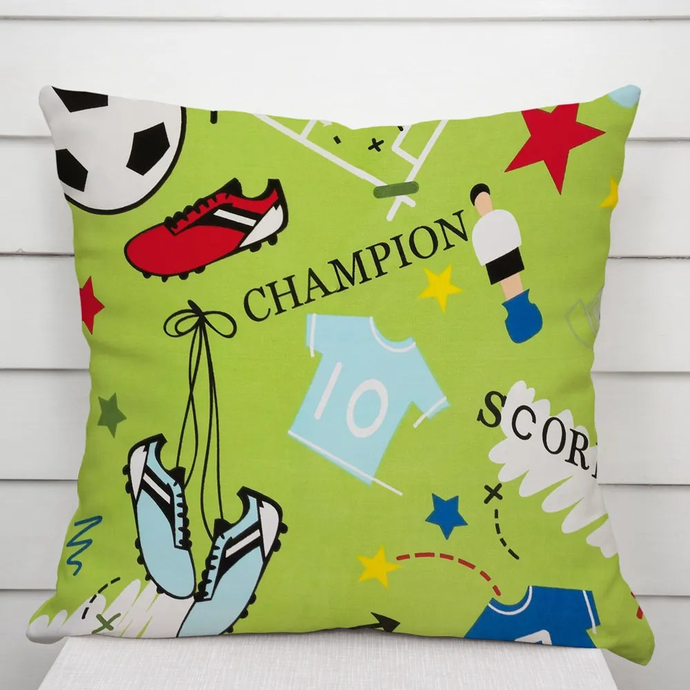 Biante Detská bavlnená obliečka na vankúš Sandra SA-645 Futbal to je hra - na zelenom 40 x 40 cm