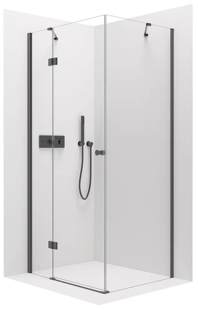 Cerano Marino, sprchovací kút 120(dvere) x 100(stena) x 190 cm, 6mm číre sklo, čierny profil, CER-CER-422907