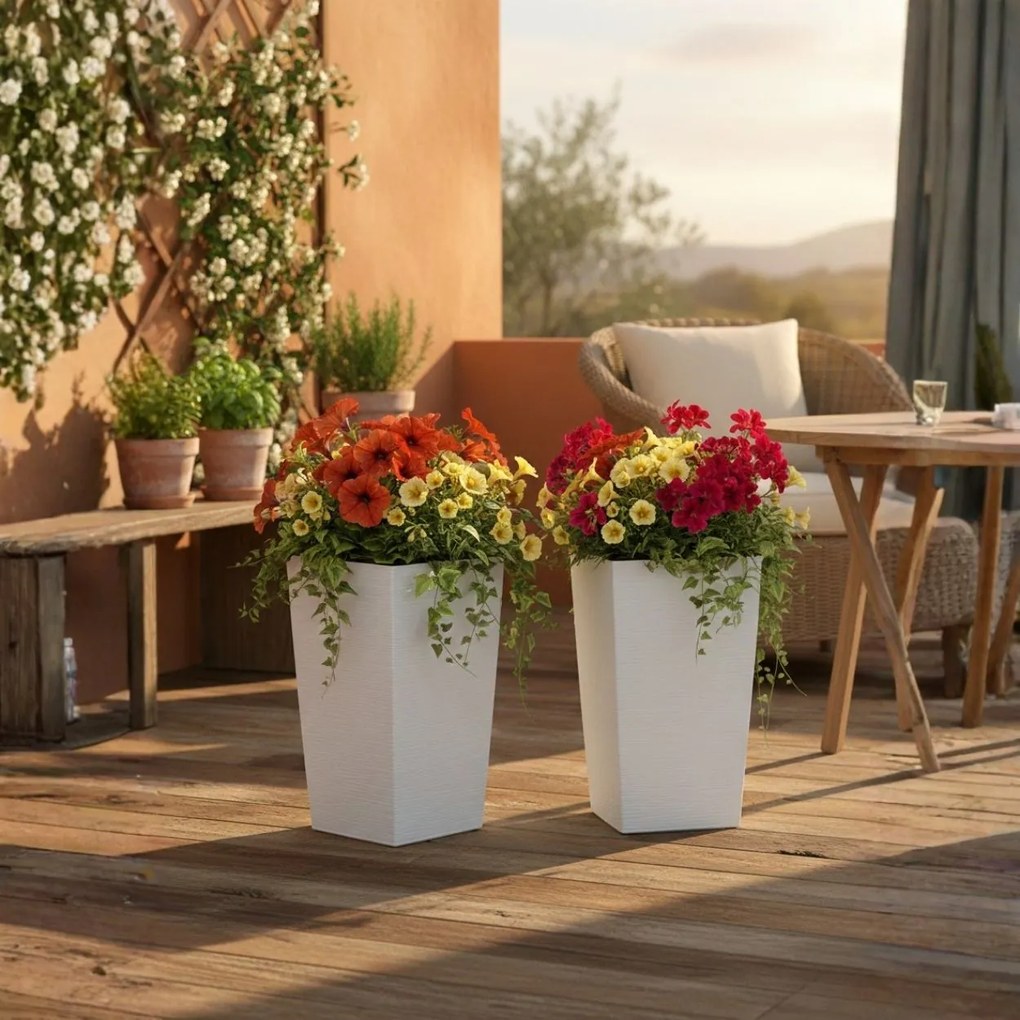 PLASTOVÝ KVETINÁČ PORTO RIFLO 75X39,5X39,5 CM BIELA