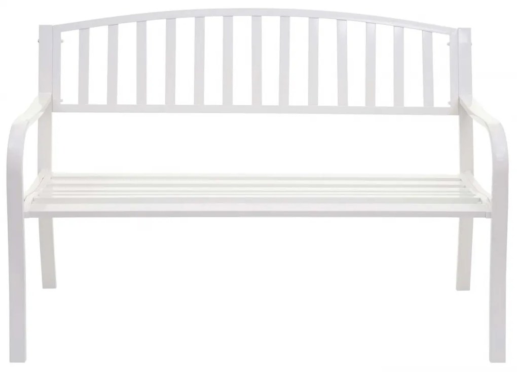 Záhradná lavička F43 2-miestna - práškovaná oceľ, 128 cm - Biela