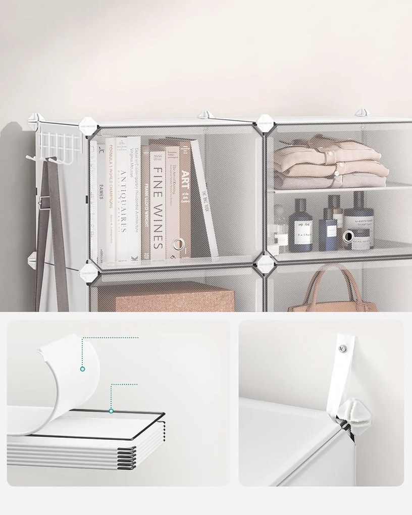 Modulárny botník Lux s 10 dvierkami číry/biely