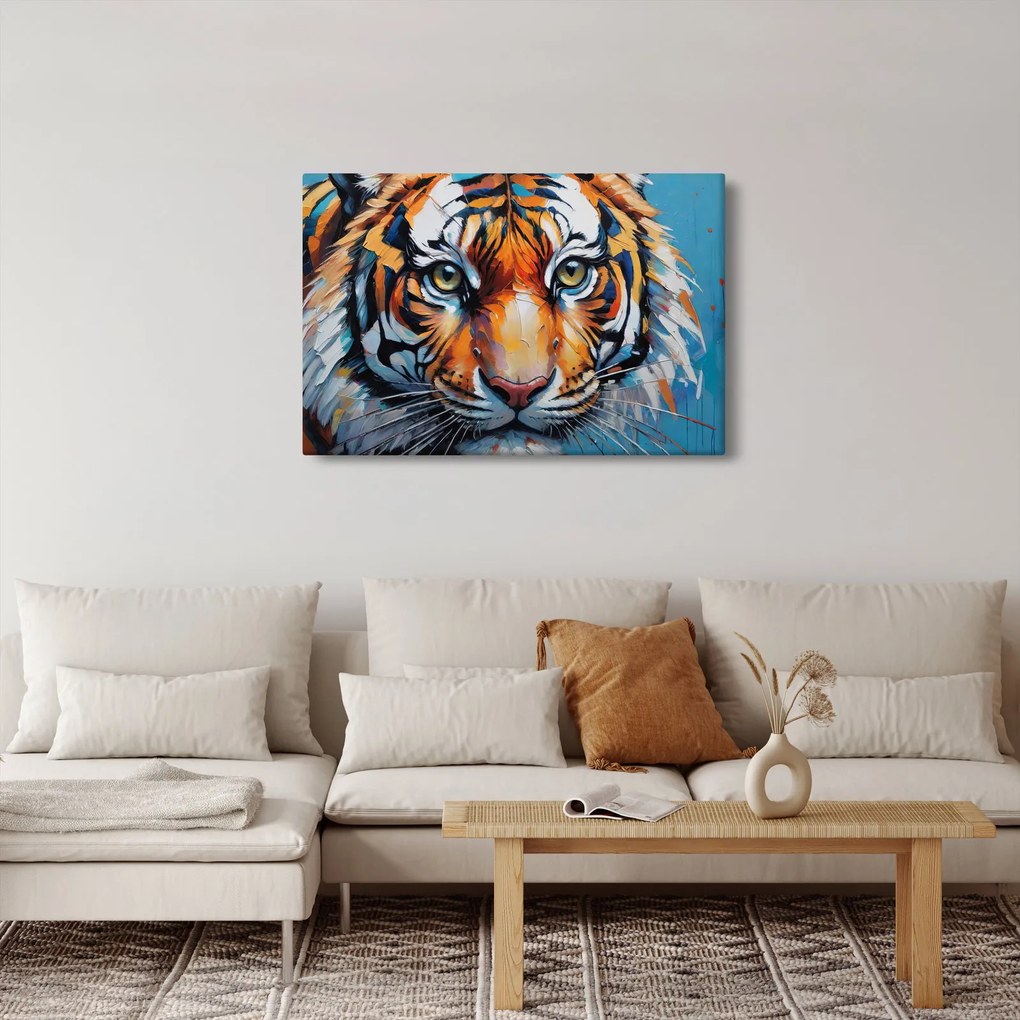 Obraz - Pohľad tigra, maľba (90x60 cm)