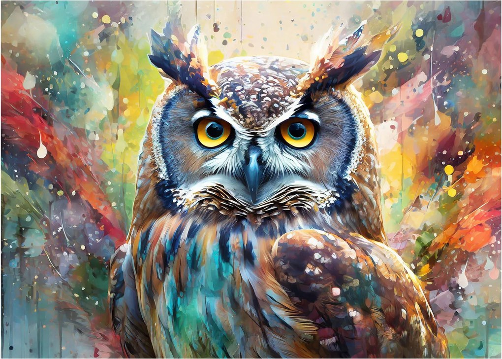 Sklenený obraz - Maľba sovy (70x50 cm)