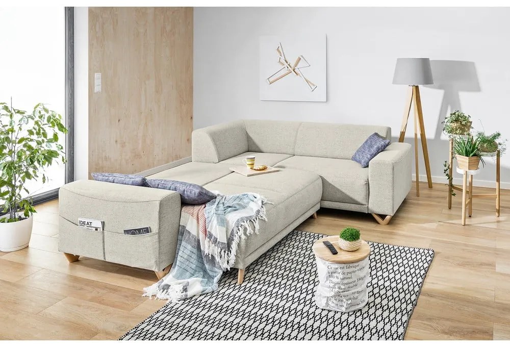 Béžová rozkladacia/s úložným priestorom rohová pohovka (pravý roh/do L) Classy Sophie – Miuform