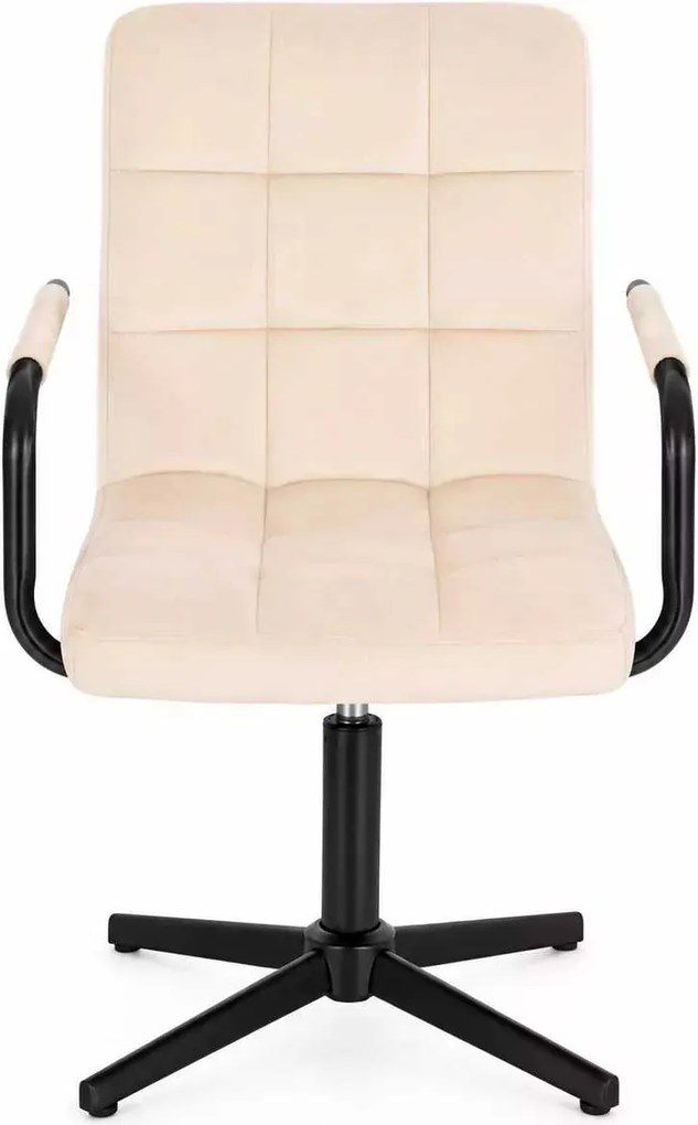 LuxuryForm DESIGN Otočná stolička VERONA BLACK VELUR na čiernom kríži - krémová