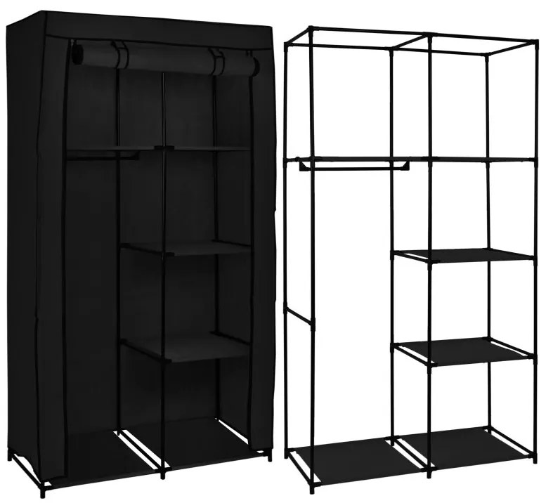 Textilná šatníková skriňa so 4 policami Mira čierna