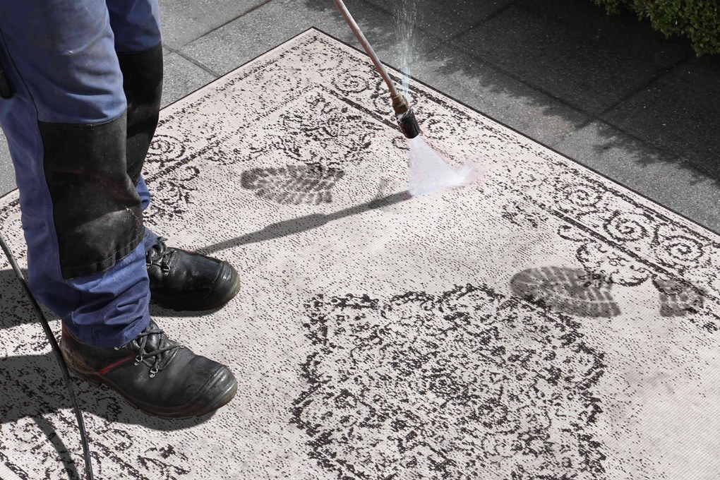 Kusový koberec Twin Supreme 103868 Black / Cream – na von aj na doma, 120x170, čiernobiela, chodba / predsieň, Hanse Home