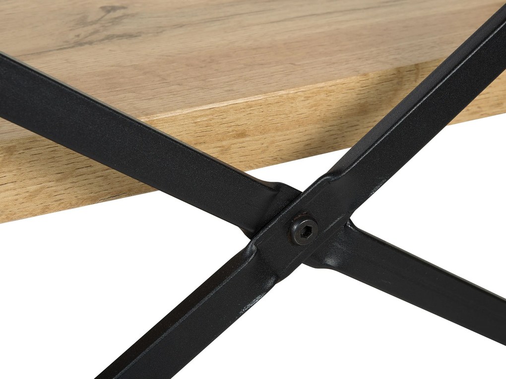 Regál s 3 policami svetlé drevo/čierna TIMBER Beliani