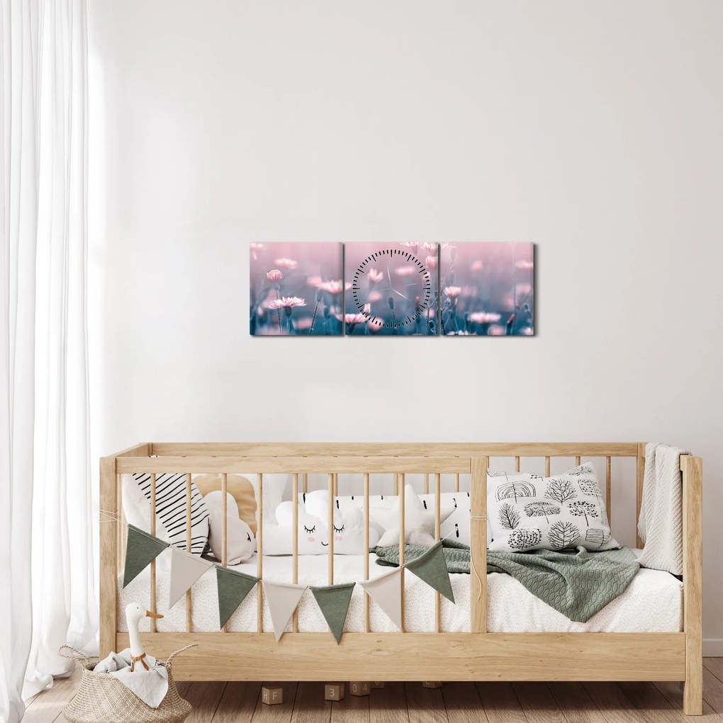Obraz lesných rastlín (s hodinami) (90x30 cm)