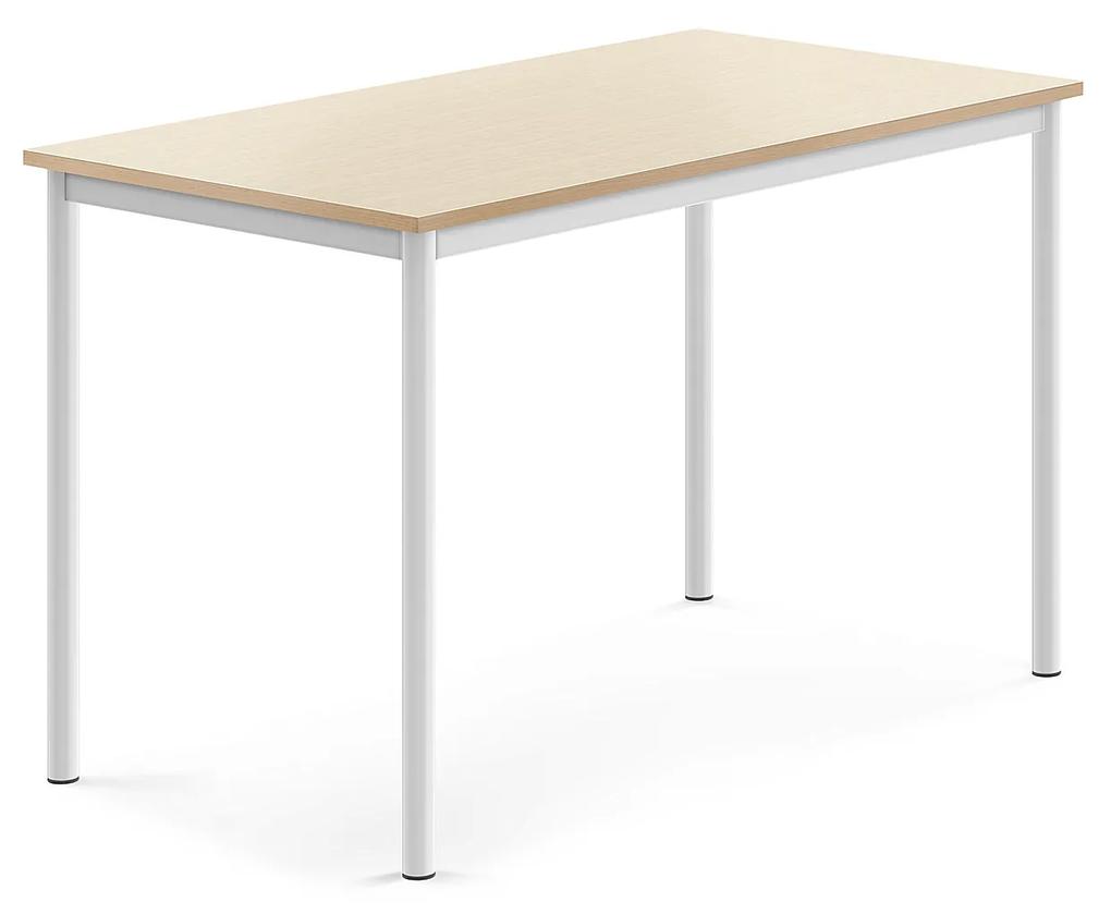 Stôl SONITUS, 1200x700x760 mm, HPL - breza, biela