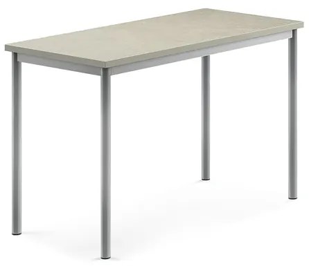 Stôl SONITUS, 1200x600x760 mm, linoleum - svetlošedá, strieborná
