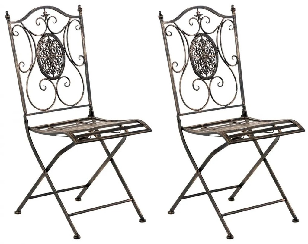 Kovová skladacia stolička Sibell (SET 2 ks) - Bronzová