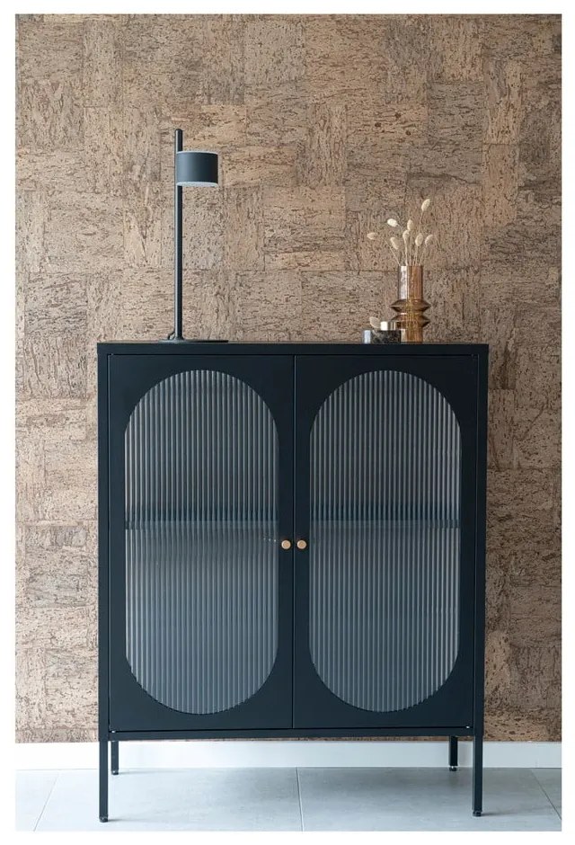 Čierna kovová vitrína 90x110 cm Adelaide – House Nordic