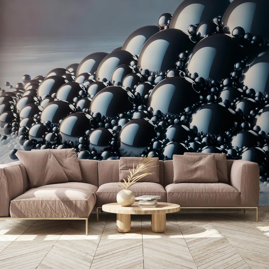 Fototapeta - Hromada čiernych guľ (147x102 cm)
