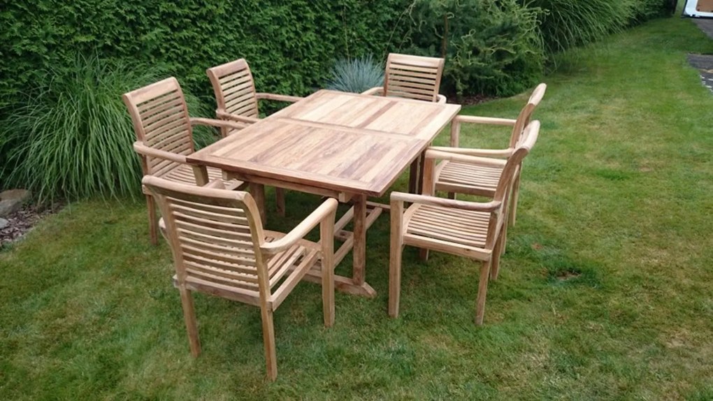 TEXIM BALI I - záhradný jedálenský stôl + 6 x kreslo STUCKING/NEW, teak