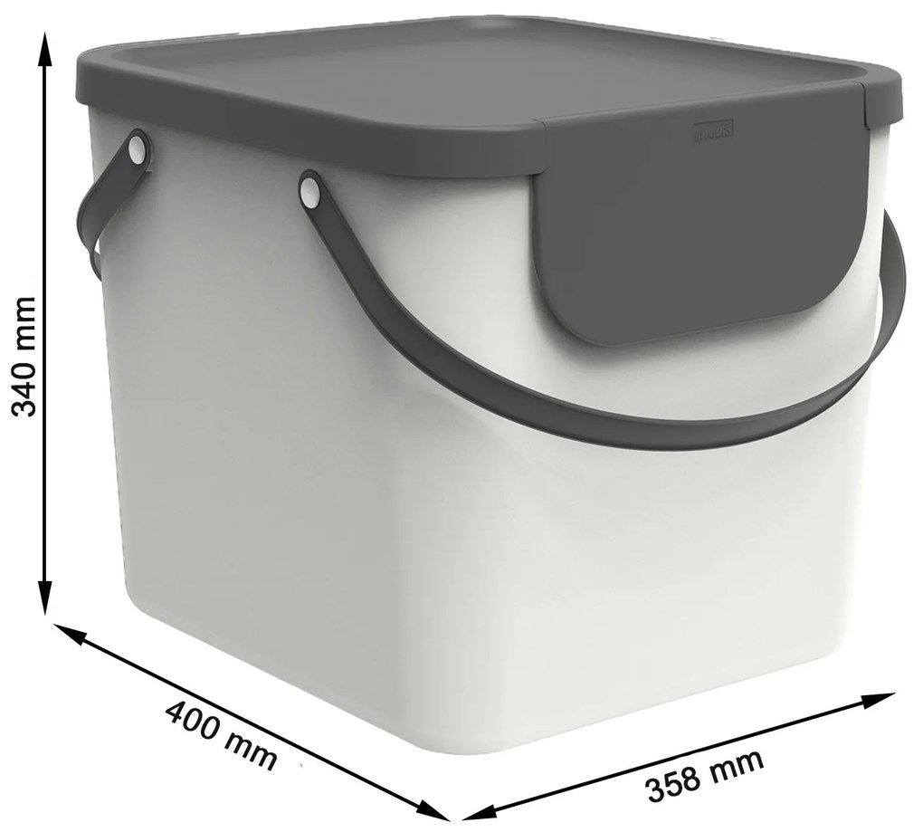 XL - Odpadkový kôš na triedený odpad ALBULA, 40 l, biely/antracit