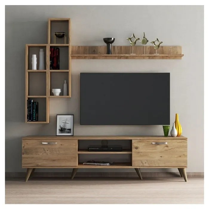 TV súprava v dekore borovice v prírodnej farbe 180x48 cm Veronica - Kalune Design