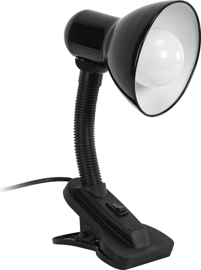 Toolight Toolight, JNH045-1T, stolná lampička s klipom a ohybným ramenom, 1× E27, čierna, OSW-56236