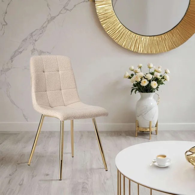 Jedálenská stolička DENVER Teddy zlatá / béžová