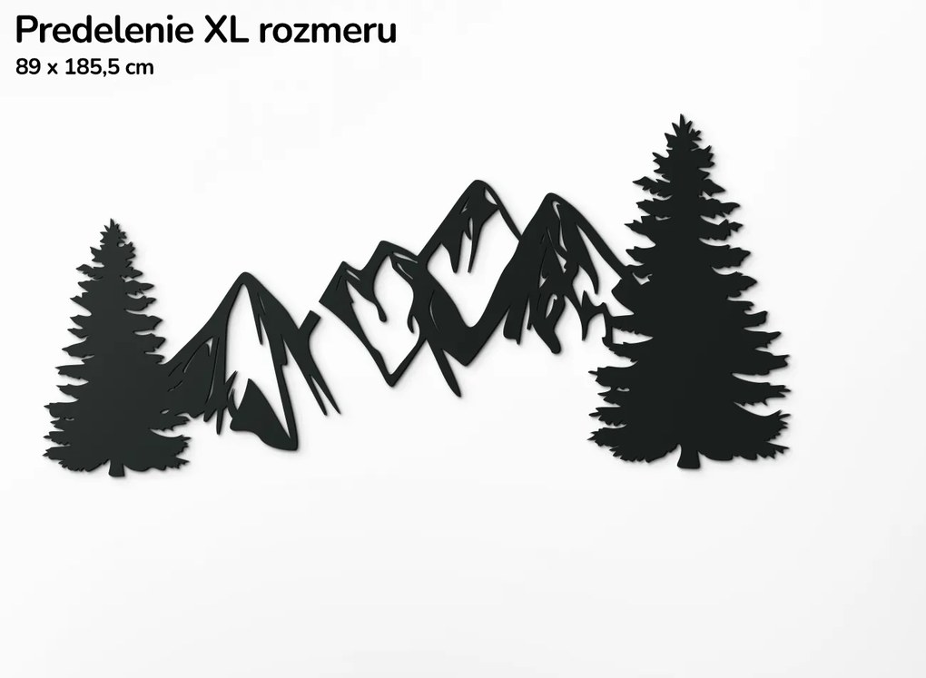 drevko Moderný drevený obraz Hory a les Rozmer obrazu: 31 x 65 cm, Farba dekorácie: Čierna