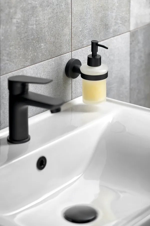 Aqualine Aqualine, SAMBA dávkovač mydla 150ml, mliečne sklo, čierna, SB219