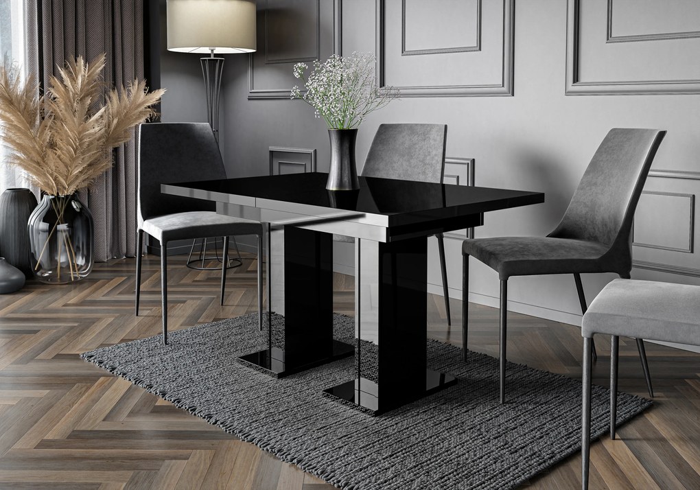 Jedálenský stôl Gilnar (lesk čierny) (pre 4 až 6 osôb). Vlastná spoľahlivá doprava až k Vám domov. 1055170