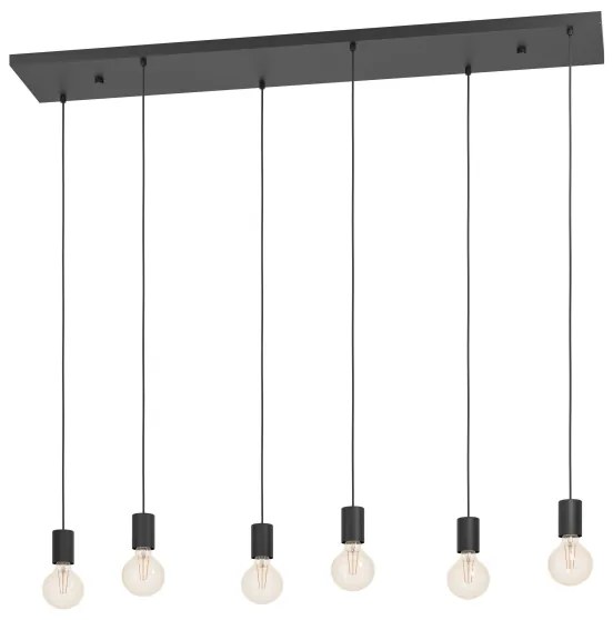 Eglo 390268 - Luster na lanku HUEBRO 6xE27/40W/230V čierna