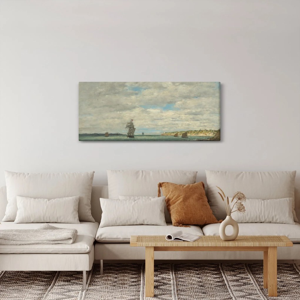 Obraz - Eugène Boudin, Coast of Brittany, reprodukcia (120x50 cm)